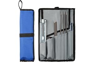 KAKEI Chainsaw Sharpening File Kit, Chainsaw Chain Sharpener - 8 Packs - 3 Round Files(5/32-Inch, 3/16-Inch, 7/32-Inch), Flat File, Depth Gauge Tool, Filing Guide, Wood Handle, Travel Pouch