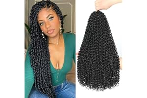 Dansama Passion Twist Hair Water Wave Crochet Hair for Black Women, Long Bohemian Braiding Hair for Boho Locs, Faux Locs, Butterfly Style Crochet Braids Hair Extensions (18inch, 1B, Economy Pack)