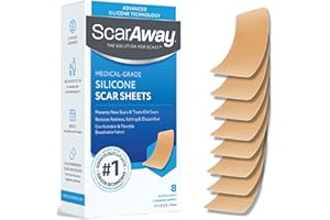ScarAway Advanced Silicone Scar Sheets, Medical Grade Silicone Strips (1.5" x 3") Scar Treatment & Prevention for Surgical, Burn, Body, Hypertrophic & Keloid Scars Treatment, 8 Tan Reusable Sheets