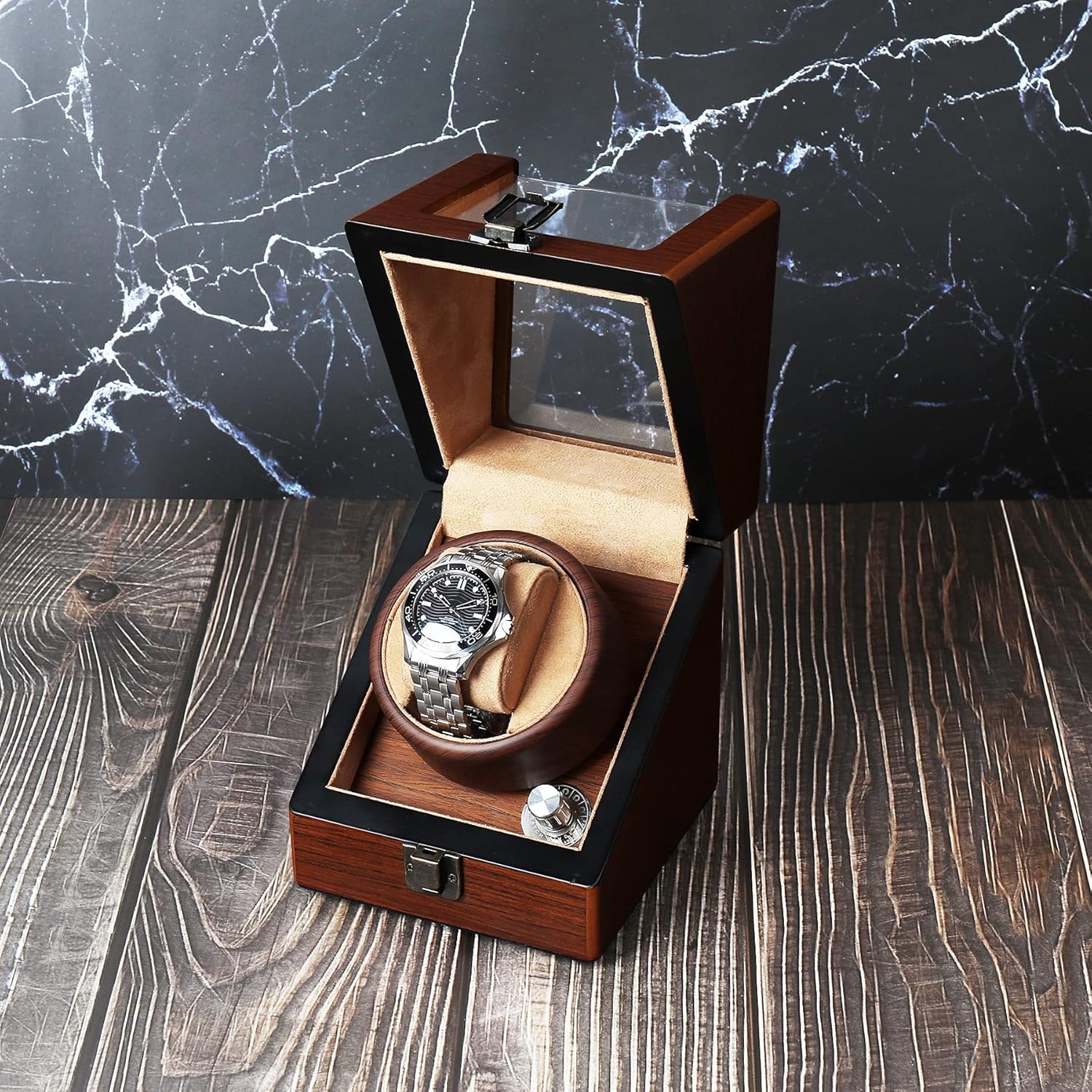 Wooden Watch Winder for Automatic Watches with Lock Super Quiet Motor Watch Winder Box Single: Sen Moer: Watches