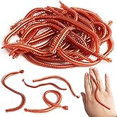 SBYURE 20 Pieces Fake Earthworm Lifelike Plastic Worm Stretchy Rubber Earthworms Trick Toy Fishing Lures for Halloween April 