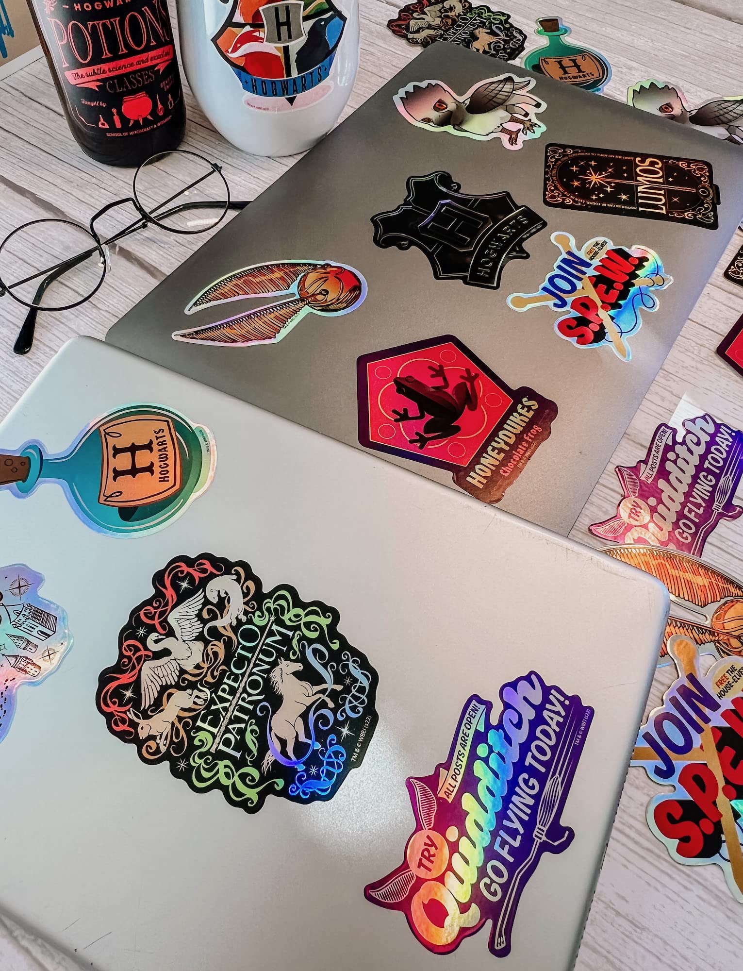 Conquest Journals Harry Potter Jumbo Variety Sticker Pack, 150 Unique Stickers Including 10 Hologram Stickers, Waterproof, UV and Scratch Resistant, Officially Licensed