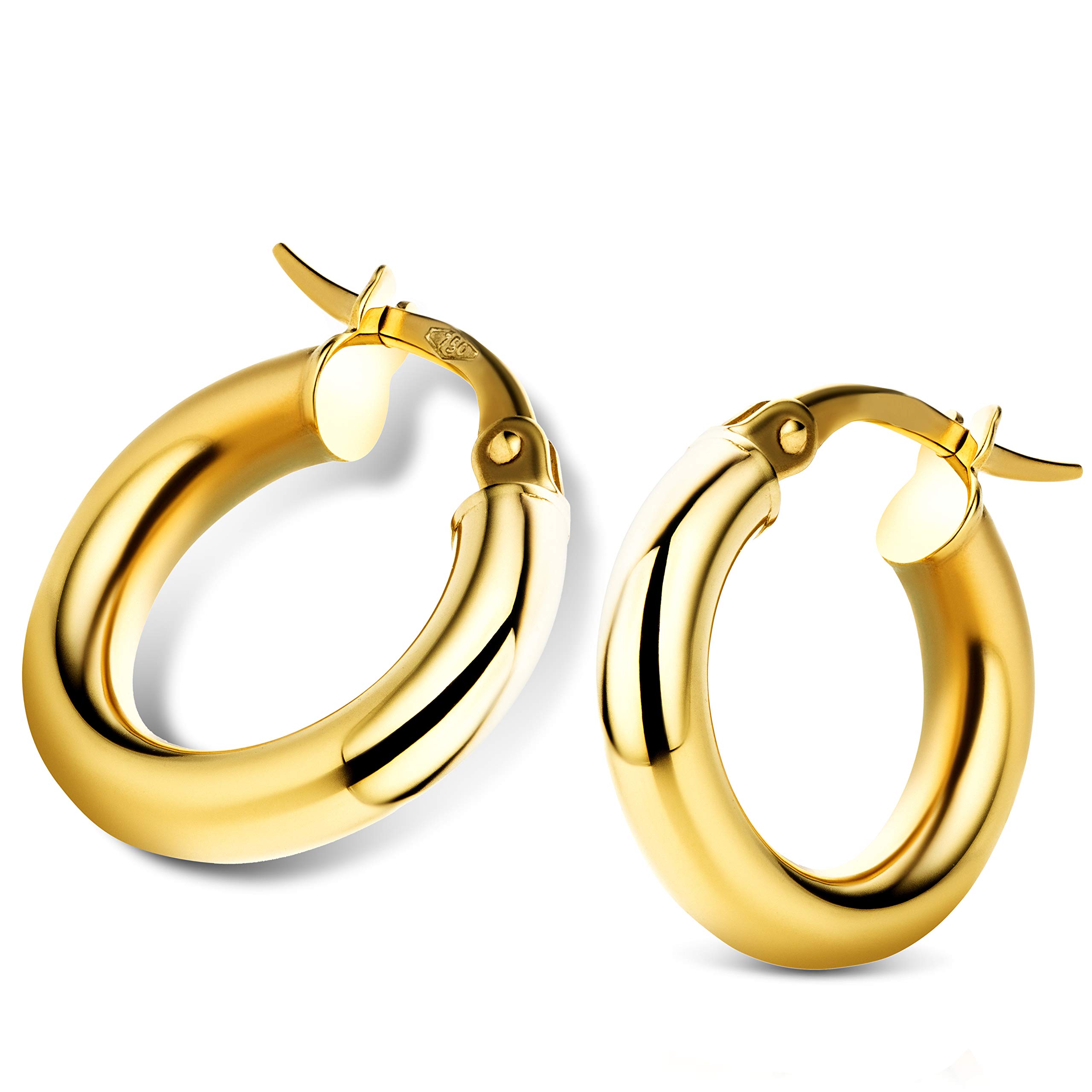 Orovi Yellow Gold Earrings for Women in 18 Carat Gold, Hypoallergenic Earrings - handmade hoops with jewellery box - Made in Italy