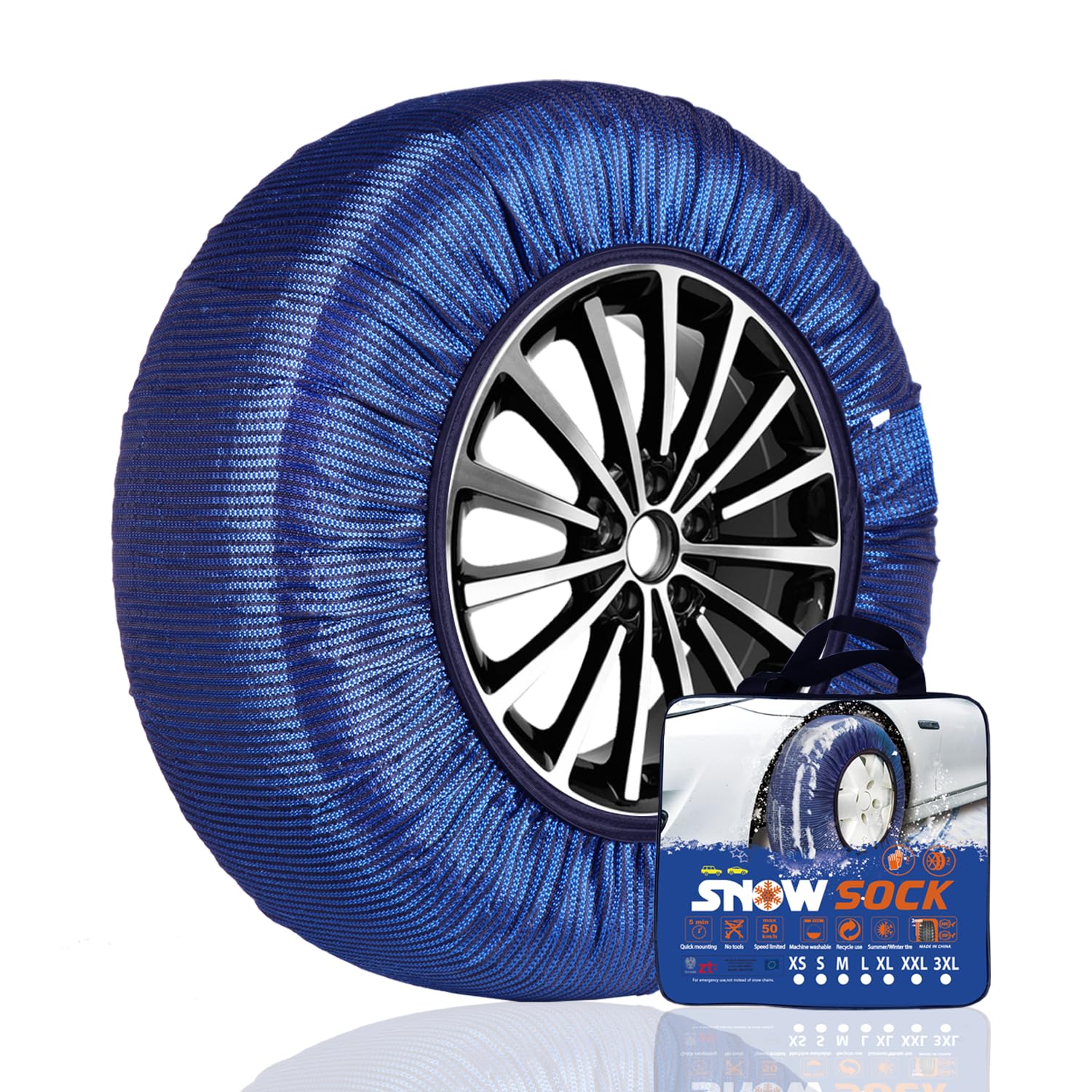 BEIKEMALL 布製 タイヤチェーン スノーソックス 155/65R14 チェーン規制対応 165/65R14 165/55R15 非金属 タイヤチェーン 乗用車用スノーチェーン 155/80R12 簡単装着 145/80R13 ジャッキアップ不要 タイヤ滑り止め商品画像