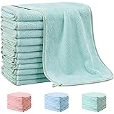 Hahafelt 12 Pack Green Baby Burp Cloths for Boys and Girls Coral Fleece 20 x 10 Inch Super Soft Burp Cloths with Organza Bag for Newborn Sensitive Skin Essential