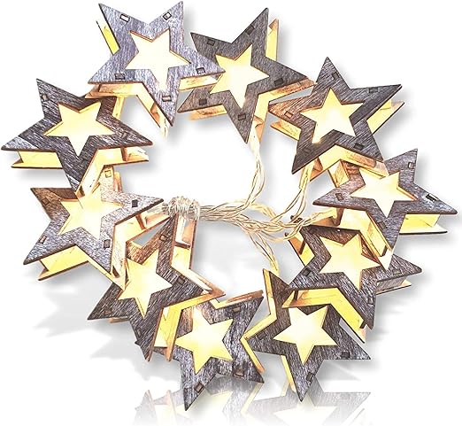 Amazon Com Qualizzi Wooden Star Lights Rustic Star String