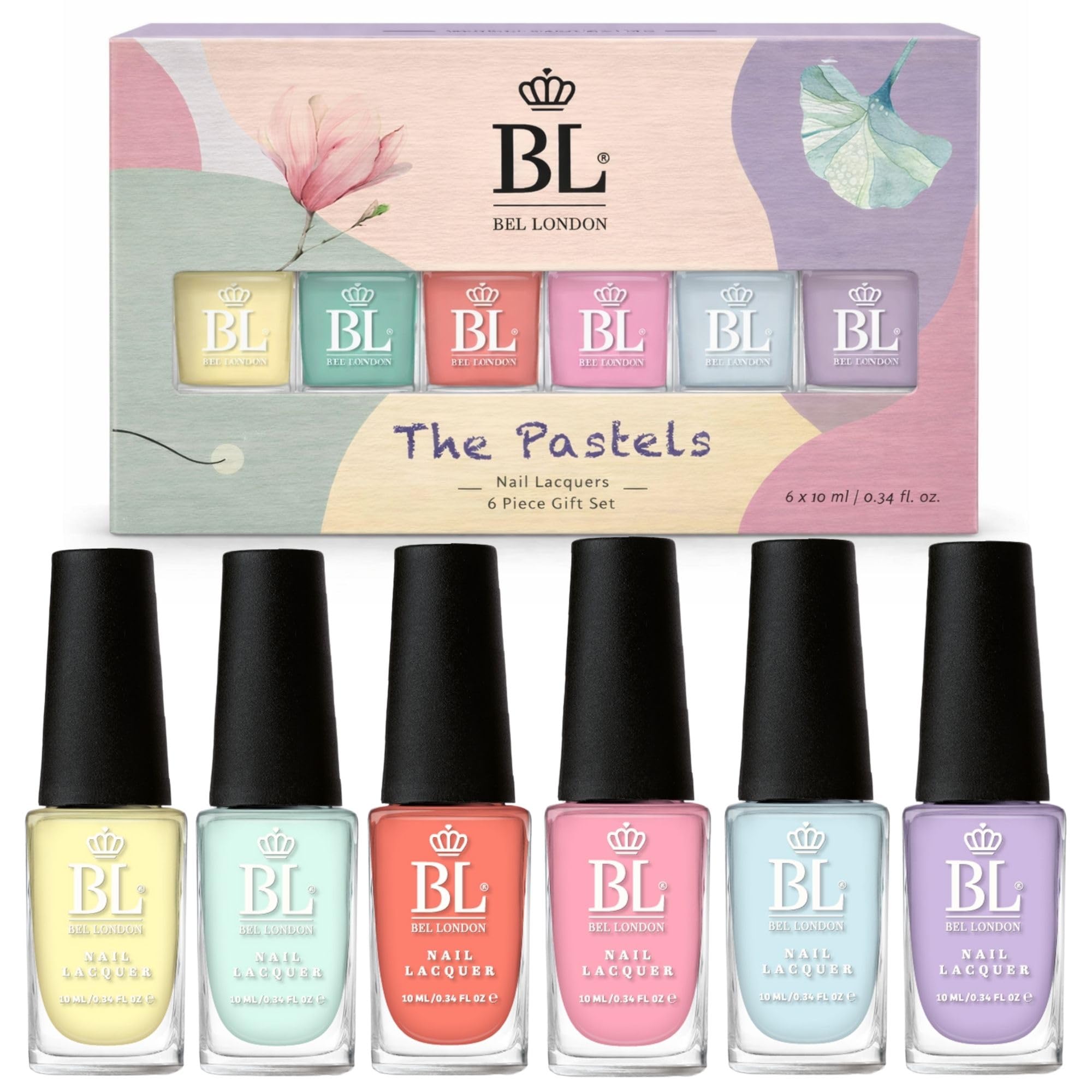 BEL London The Pastels 6-Color Luxury Nail Varnish Set – Quick-Dry, Long-Lasting Pastel Nail Polish for Women and Girls, Perfect for Gifting All Ages!