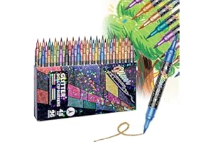 24/48/72/96 Colors Glitter Effect Brush Markers, Metallic Glitters Dual Tip Marker, Quick-Drying Large Capacity Markers For C