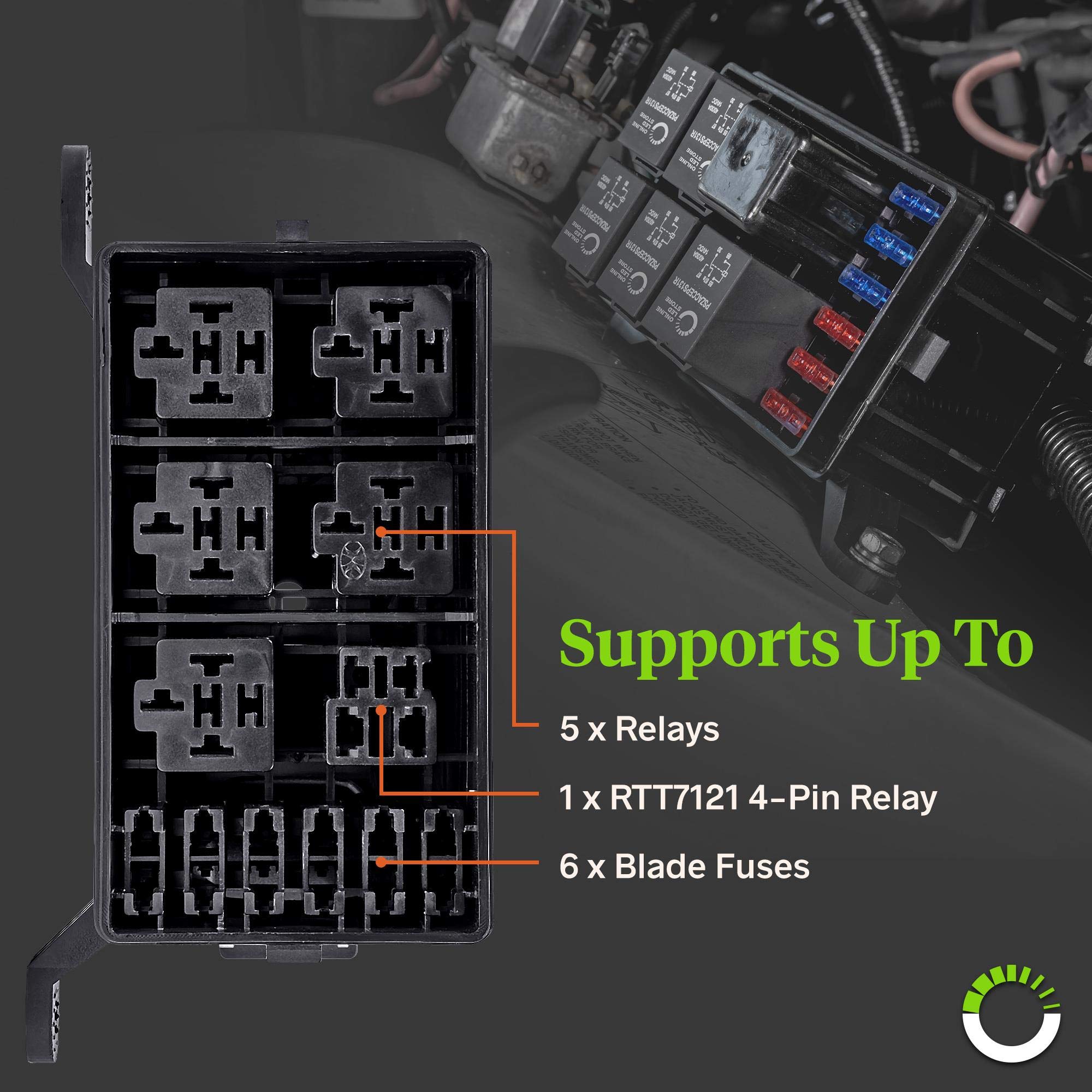 ONLINE LED STORE 12Slot Relay Box [6 Relays] [6 Blade Fuses] [Bosch