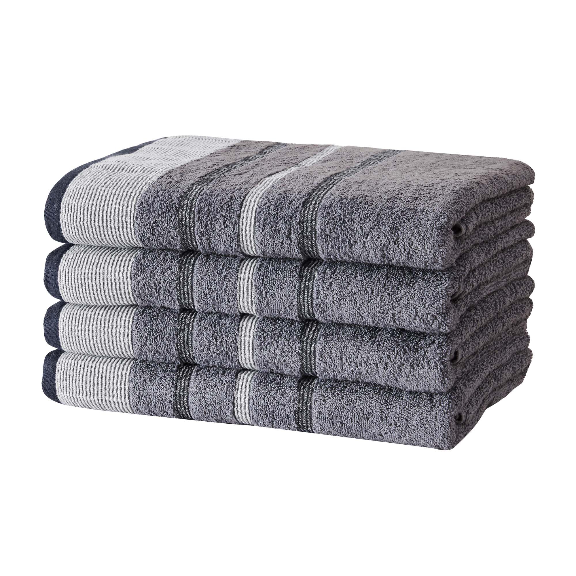 Great Bay Home Decorative Bath Towel Set - Cotton 4 Pack 54x27 Bath Towel Set - Durable Towels for Bathroom Decor (Moroccan Blue/December Sky) Image