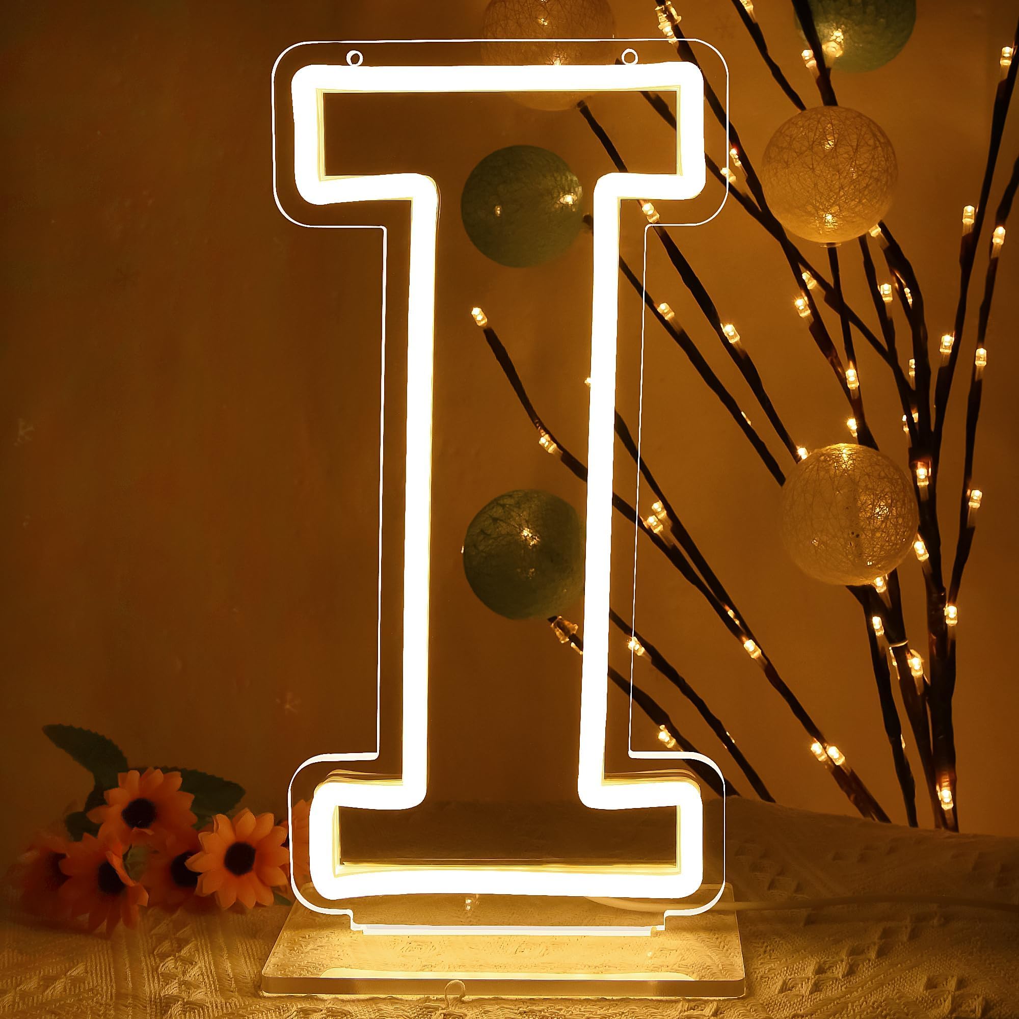 ATTNEON Letter I Neon Sign,Letter Lights 26