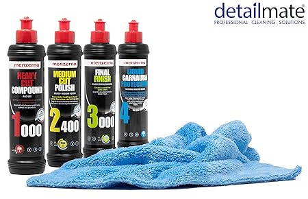 detailmate Auto Politur Set - Menzerna Autopolitur Super Heavy Cut Compund HC1000 + Medium Cut 2400 + Final Finish SF3000 + L