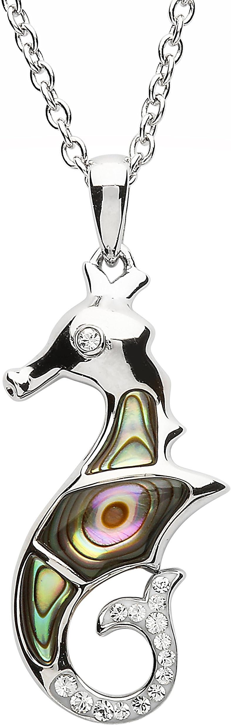 Shanore Women Sterling Silver and Swarovski Crystal Seahorse Pendant Necklace
