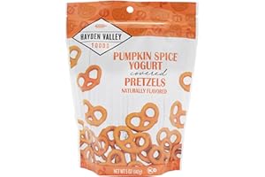 Hayden Valley Foods Pumpkin Spice Yogurt Covered Pretzels - 5oz Resealable Bag - Gourmet Flavored Pretzels