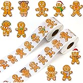 Containlol 1000 Pcs Red Heart Rhinestone Stickers 2 Rolls 1.5 Inches Valentines Day Stickers Love Theme Self Adhesive Seal Decals for Gift Bags Greeting Cards Party Supplies(Gingerbread Man)