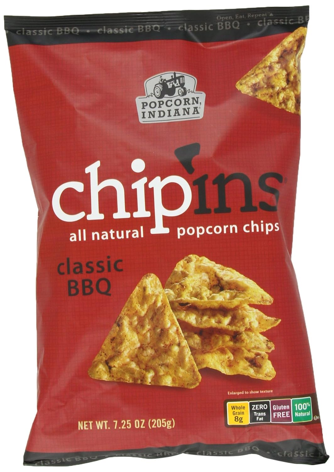 Popcorn, Indiana Chip'ins Popcorn Chips, BBQ, 7.25 Ounce
