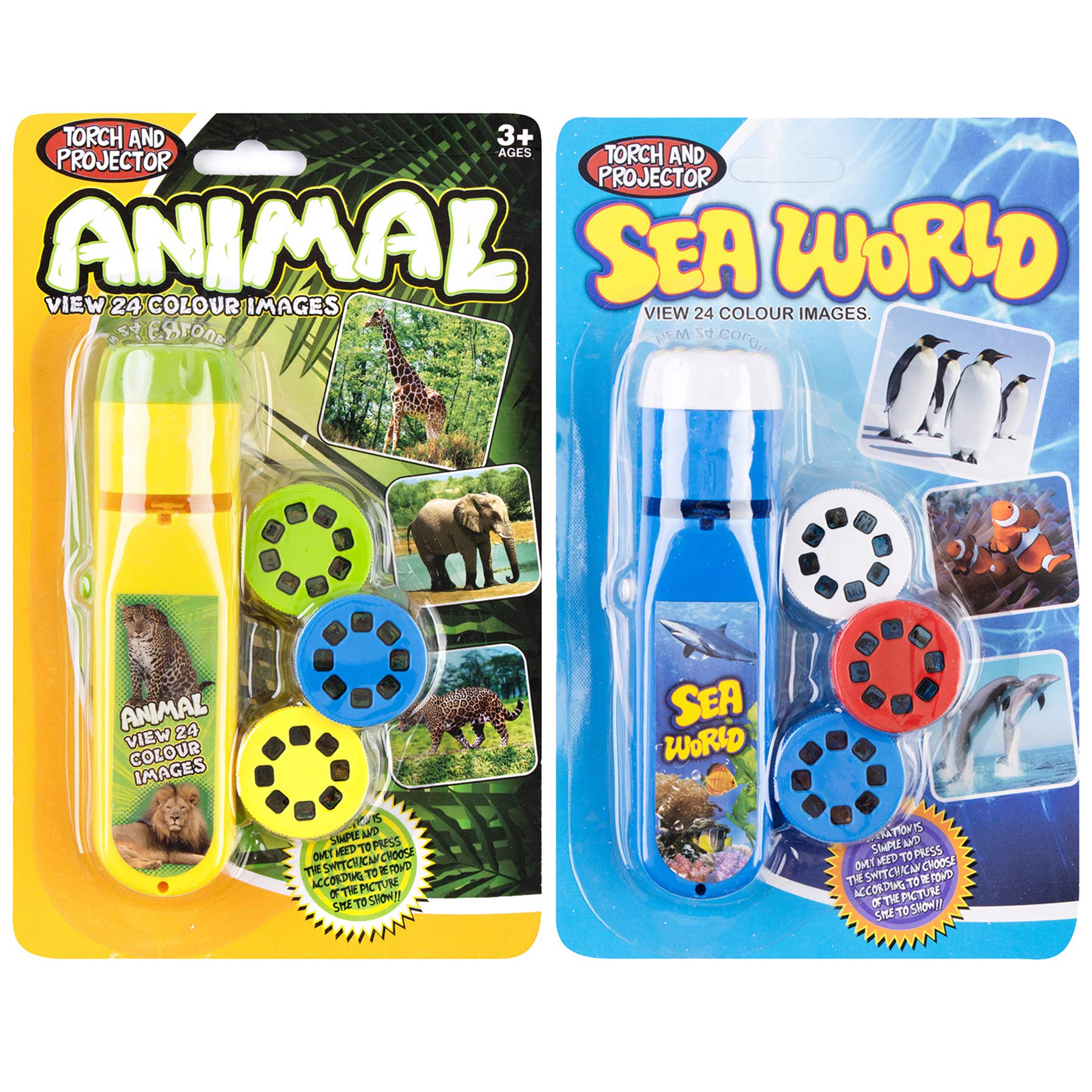 Georgie Porgy Children Projector Toys Educational Science Set Wall Ceiling Tent Torch Flashlight for Kids Gifts for Boys Girls (Animal + Sea World) — image 1