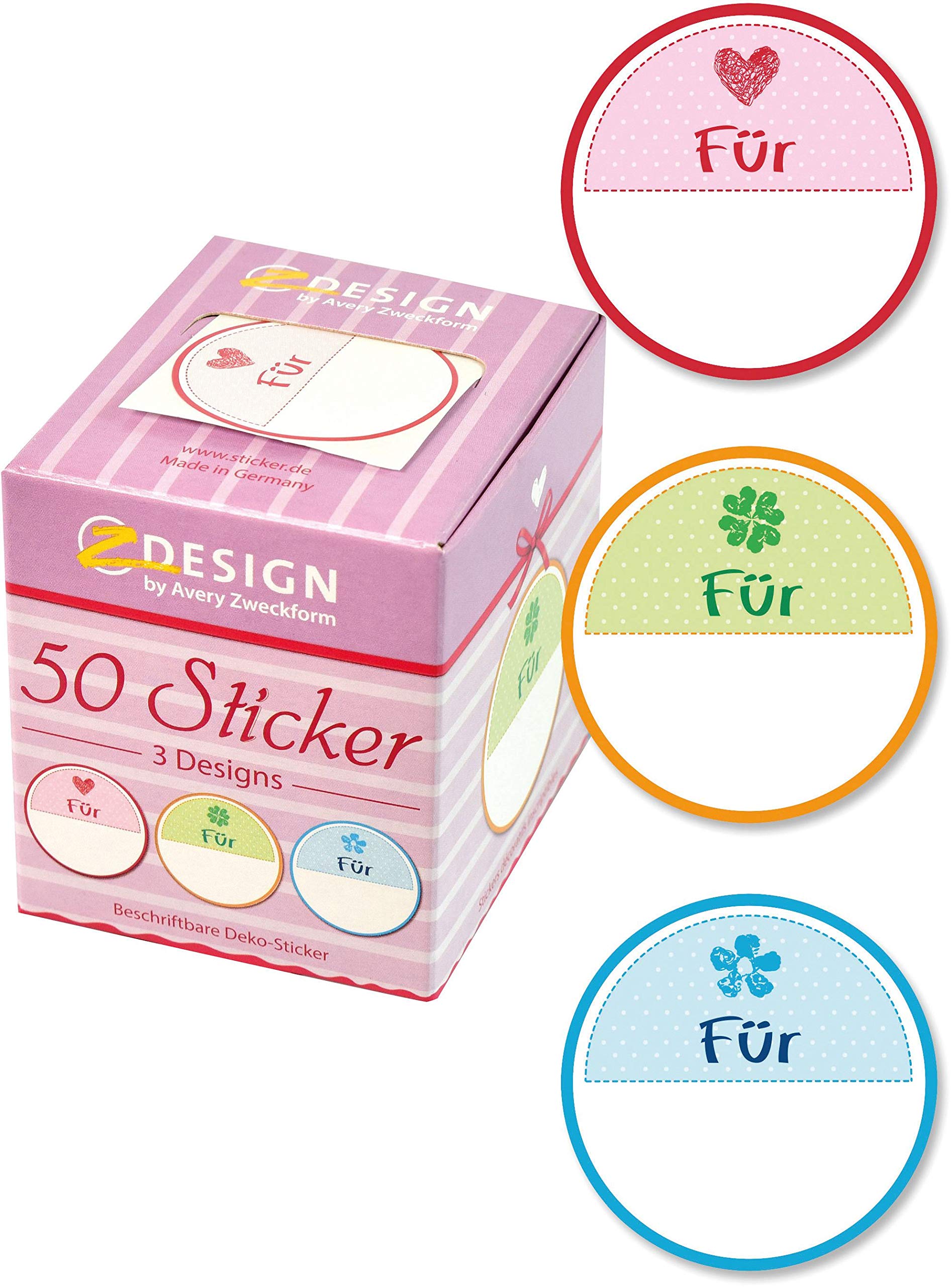 Avery Zweckform 56815 Stickers on Roll Gift Stable 38 mm (50 Stickers in Dispenser Box)