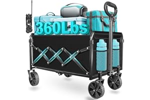 ARTIST'S DREAM Wagons Carts Foldable, Collapsible Wagon with Wheels — Durable Foldable Wagon for Groceries,Picnic & Pets, Small Hauls, Apartment Moving & Storage, Portable Utility Pull Wagon Cart, 360lbs, Jet Black