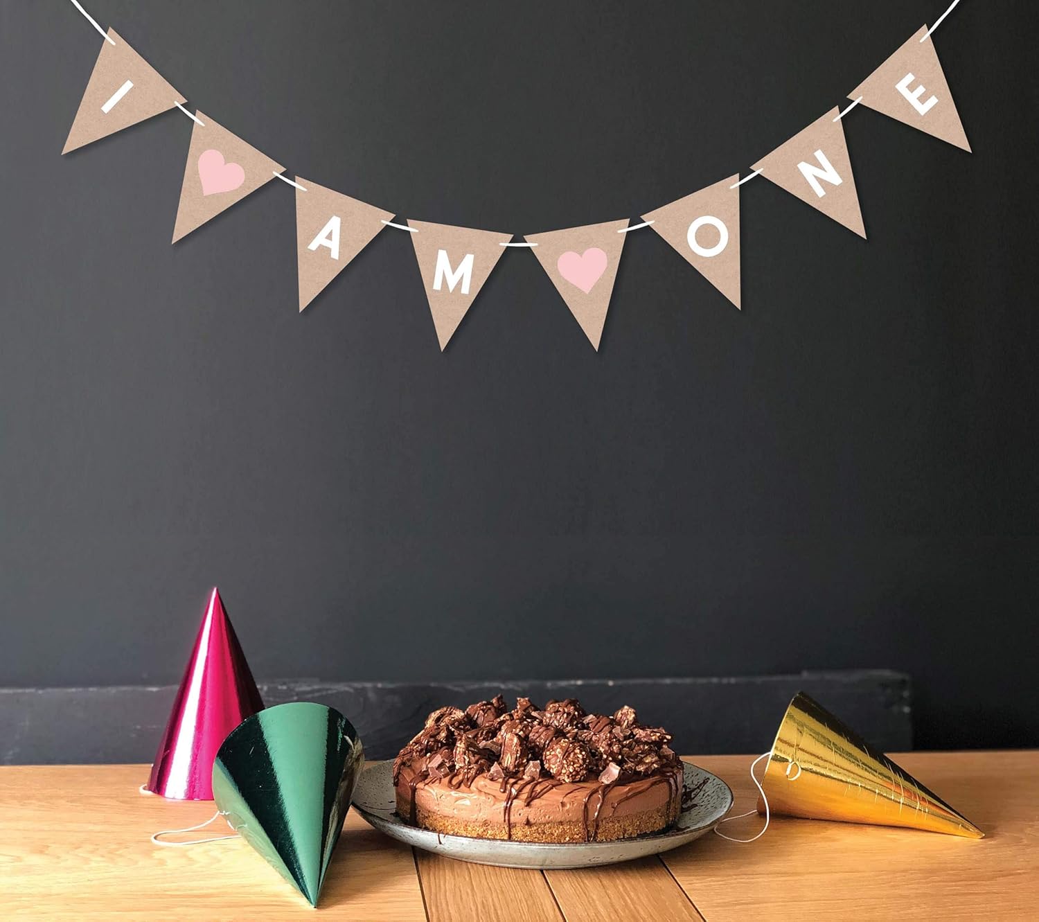 Inkdotpot Pre Strung Bunting Flags I Am One Birthday Party Decorations Wall Decor Birthday Rustic Kraft Pennant Banner Sign Photo Prop - Image 4