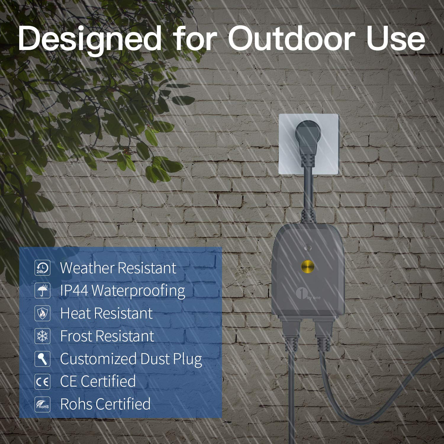 Outdoor Smart Plug, 1byone WiFi Outlet Outdoor Timer with 2 Sockets, Comptible with Alexa, Google Home, IP44 Waterproof: Industrial & Scientific