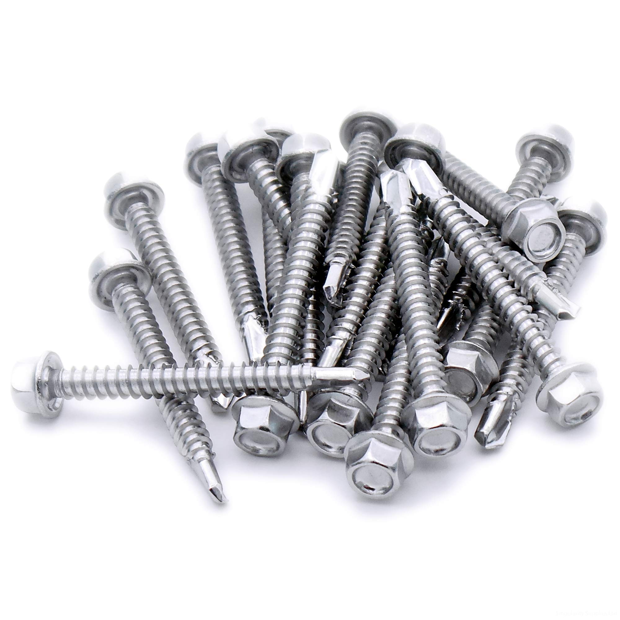 No.12 x 0.9 (5.5mm x 22mm) Hex Self-Drilling Screw (Flanged) - Stainless Steel (A2) (Pack of 20)