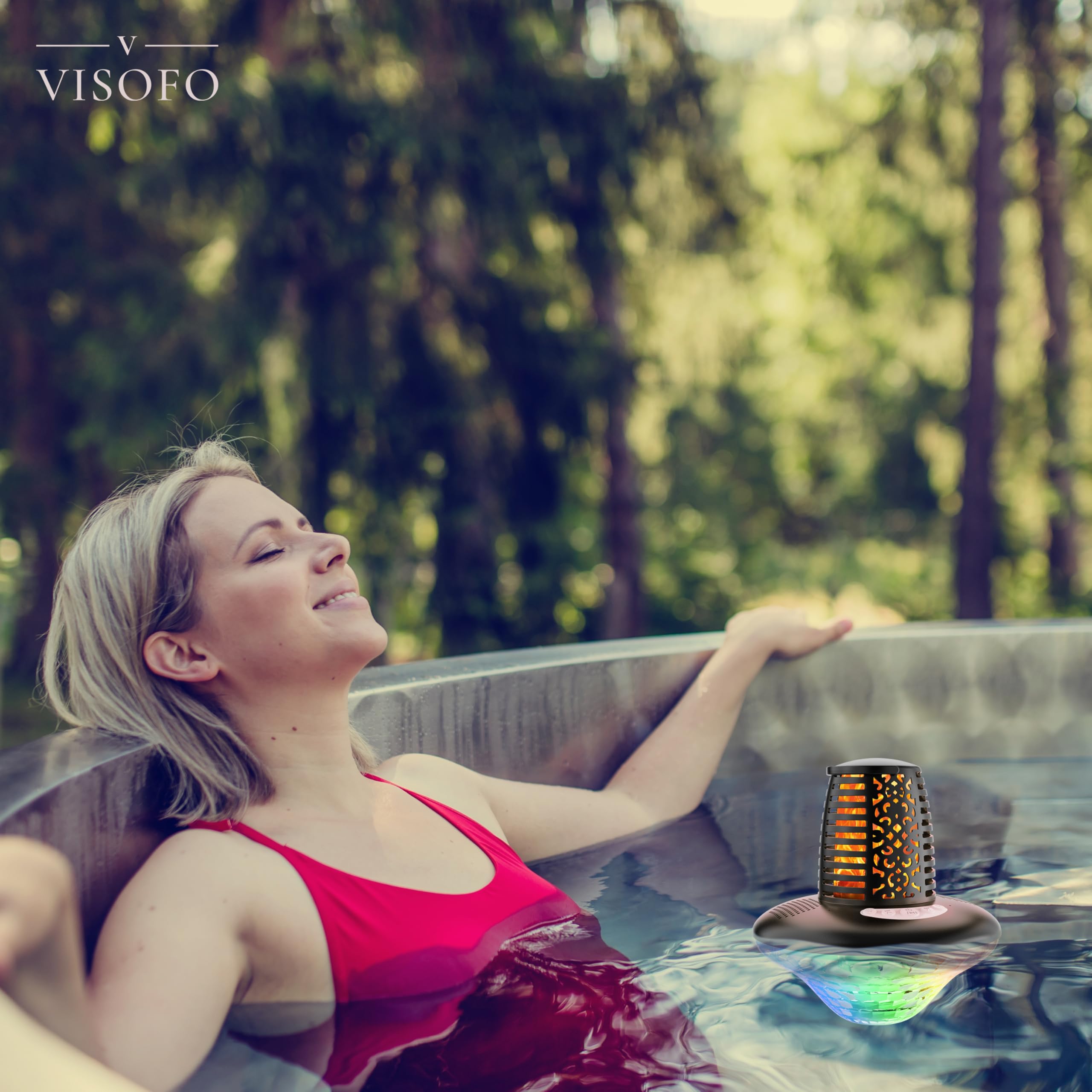 VISOFO Schwimmender Bluetooth-Pool-Lautsprecher mit Lichtern | Poolzubehör über dem Boden und im Erdgeschoss | wasserdicht IP68 Whirlpool Outdoor Patio Deals Wireless Cool Stuff Decor Fun 8