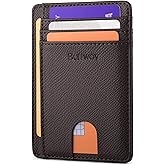 Buffway Slim Minimalist Front Pocket RFID Blocking Leather Wallets for Men and Women - Galaxy Coffee