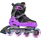 Kuxuan Skates Adjustable Inline Skates for Boys Girls, Kids Roller Skates Ages 4-12 with Light Up Wheels, Teen Skates for Beginner Women