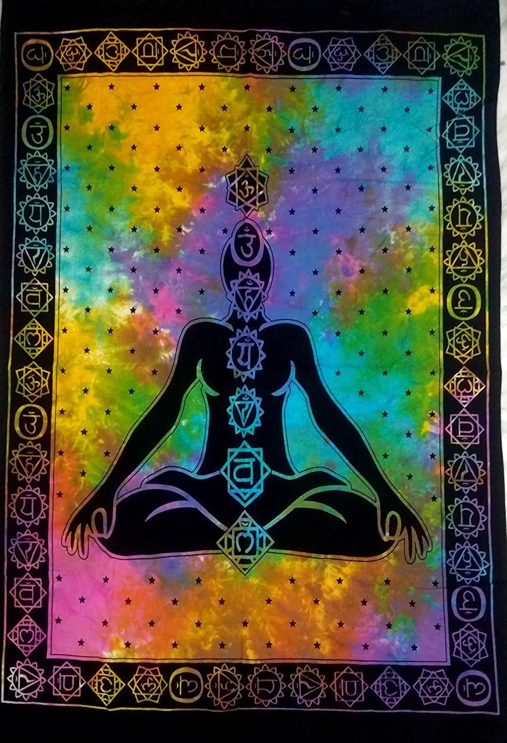 Tapestry Lovers 7 Chakras Yoga Meditating Psychedelic Wall Hanging Poster(Multi Color, 40 X 30 inches)