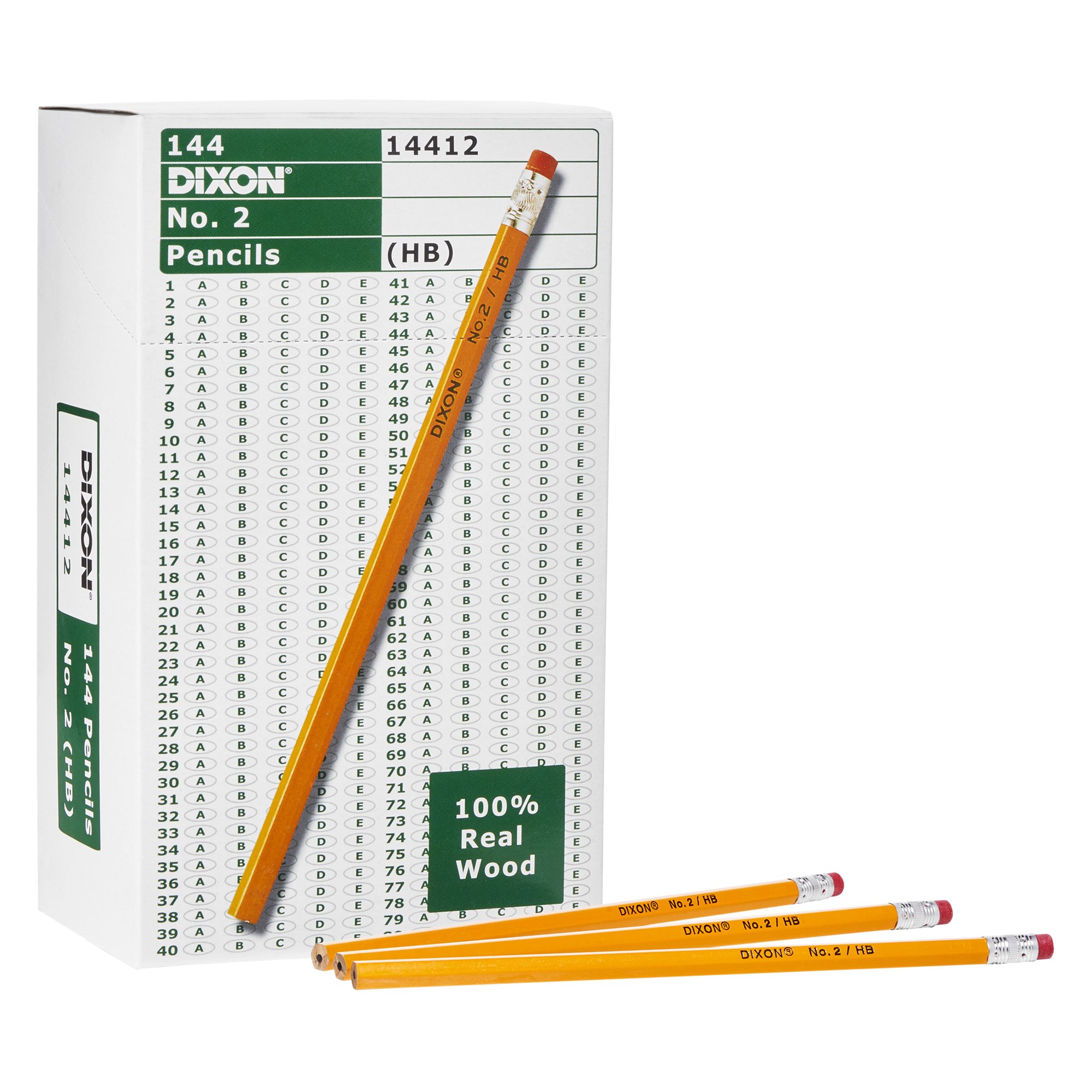 Dixon No. 2 Yellow Pencils, WoodCased, Black Core, 2 HB Soft, 144