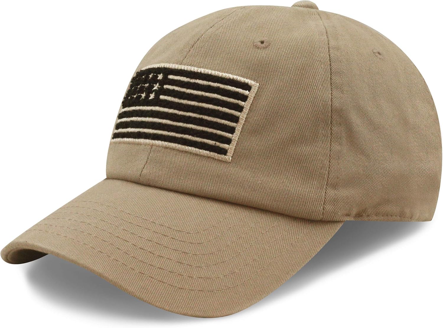 The Hat Depot Tactical Operator USA Flag Low Profile Baseball Army Military Cap (1. Flag - Khaki): Clothing