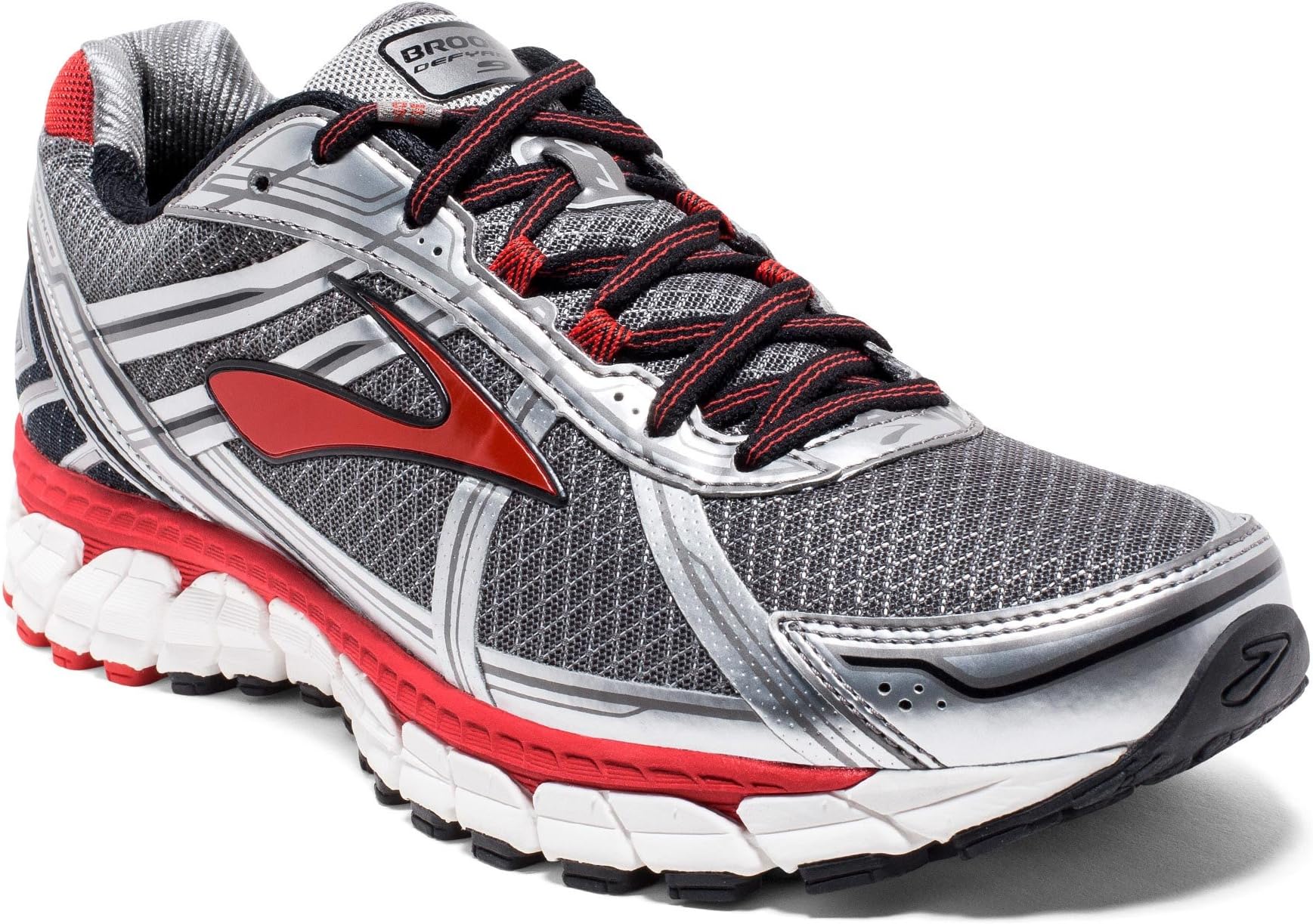 Brooks Defyance 9 Mens Running Shoes - Silver/Red/White (B Width)