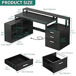YITAHOME L Shaped Desk with 3 Drawers, 65" Corner