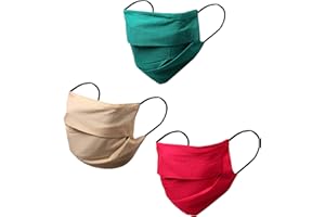 Touchstone soft cotton filter pocket nose bridge double layer face mask Reusable Machine Washable for men, women. (Pack of 3). Pink Teal Green Cream