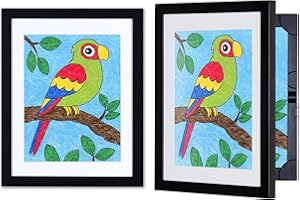 Dynamic Frames Li’l Davinci Front-Open 2-Pack Kids Art Frames, Wooden Frames for 9x12 Artwork, Prints & Certificates, Store up to 50 per Frame, 11.75 x 14.75 Outer Dimensions, Black