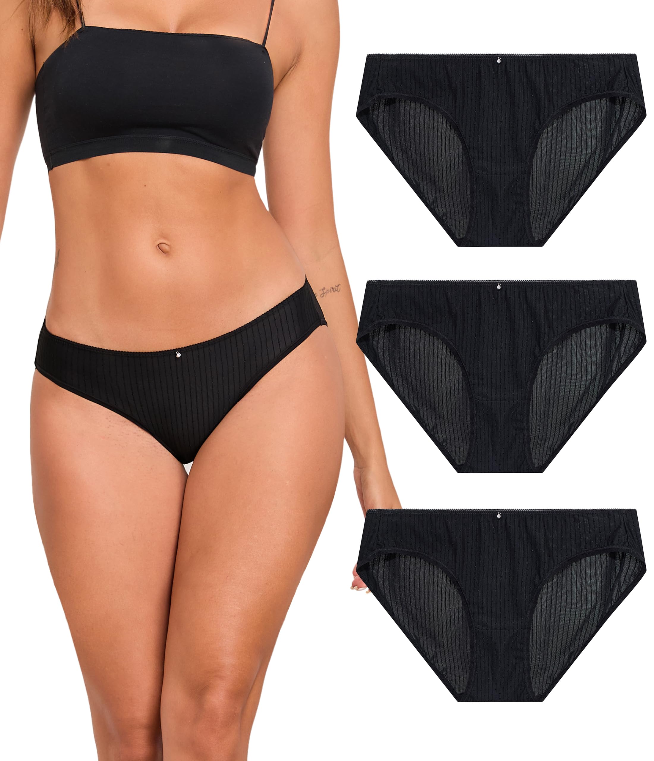 Photo 1 of ANLIQI Womens Bikini Panties Packs Quick Dry Underwear Travel Hipster Thin&Lightweight Nylon Undies Low Waist Underpants for Ladies(3B,L)
