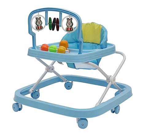 Stepupp Baby Walker Cum Rocker with Adjustable Height and Musical Toy Bar (Blue)