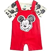 Disney Baby Boys Shorts Set - 2 Piece Spiderman Mickey Mouse Cars Winnie the Pooh Shortall Romper Shirt Short Set (0-3M-24M)