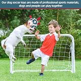 HETOO Soccer Ball Dog Toy with Straps 5 Inch PU Ball for Small Dogs Red Blue view 2