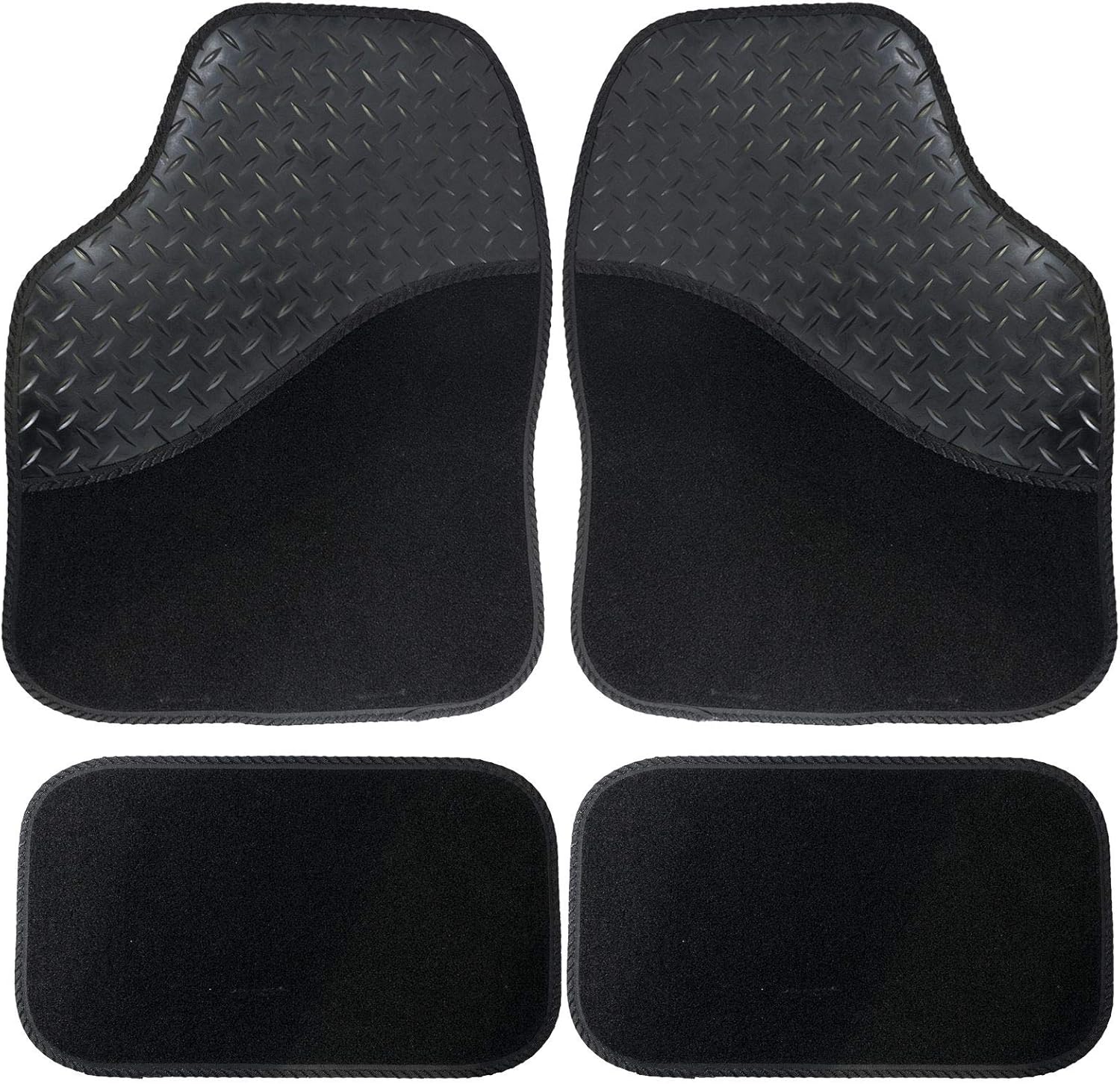 UKB4C Black Car Carpet Floor Mats Set of 4 with Rubber Pad Amazon.co