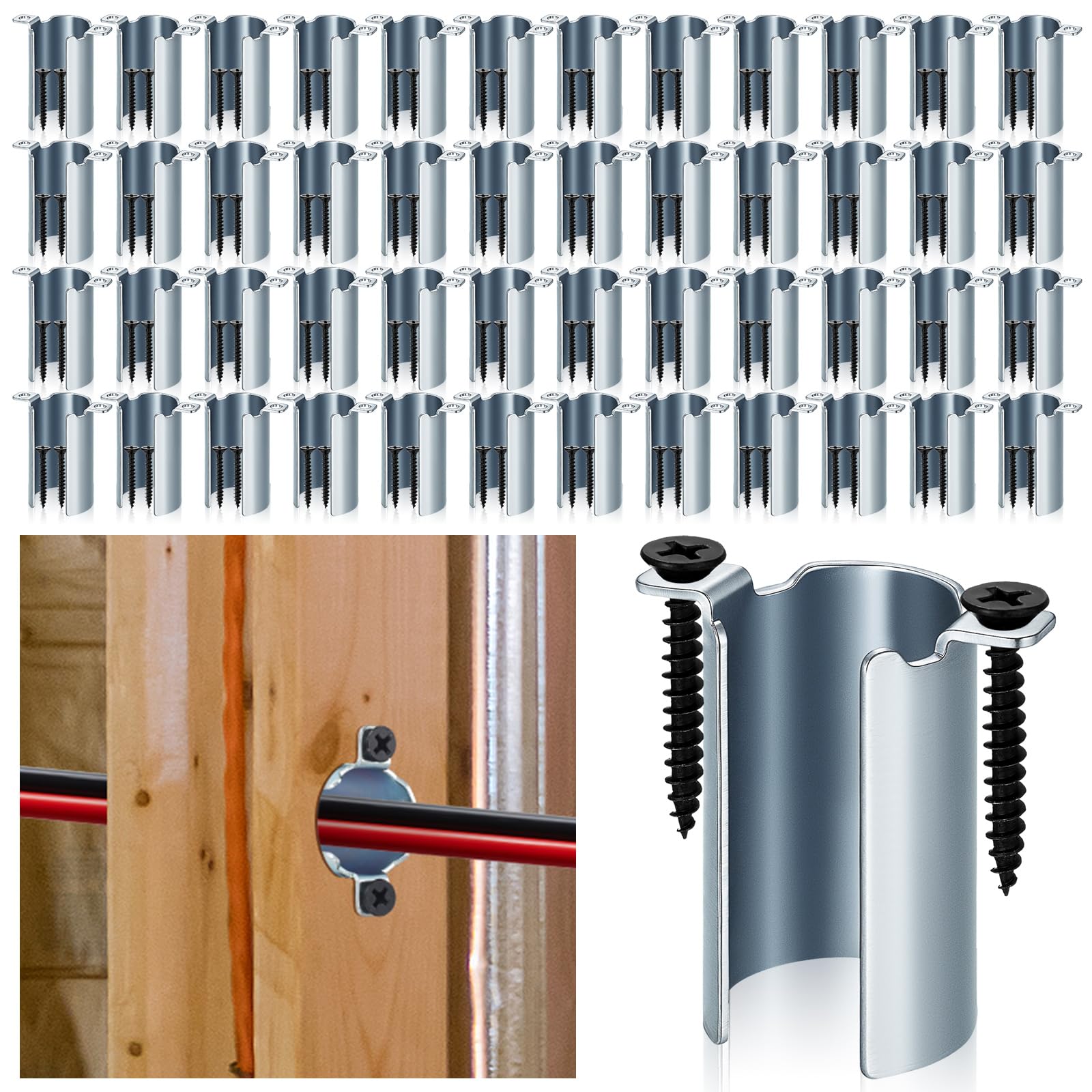 Photo 1 of Zonon 100 Pcs Shield Nail Guards for Wire Cable Protection with 200 Pcs Screws, Nail Plate Cable Protector for Electrical Wiring Ceiling Board Wood Studs, Galvanized Steel