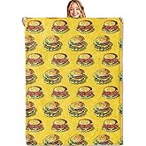 MIEPOS Yellow Cheeseburger Throw Blanket - 50x60in,Ultra Soft, Cozy Lightweight Flannel,Hamburger Fast Food Blankets - Gifts for Kids,for Couch Travel Bedroom,Home Living Room Decor