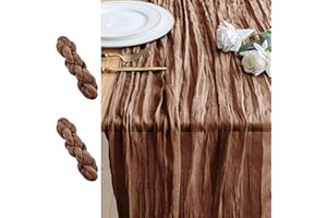 Xiomot 2PCS Table Runner Cheesecloth 10FT Brown Boho Gauze Cheese Cloth Rustic Sheer Table Runners for Wedding Bridal Baby Shower Party Decoration