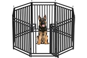 Petorldog Dog Fence for Yard Outdoor Indoor Dog Playpen 40" Height 8 Panels Metal Dog Pen Puppy Playpen Portable Dog Kennel Crate for RV Camping(Black-Silver)