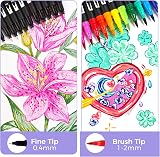 Artecho 36 Dual Tip Brush Pens - Nylon Tip Dual-Line Markers for Artists view 3