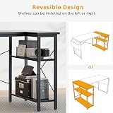BEXEVUE L Shaped Gaming Desk 100x70 cm with Reversible Storage Shelves Black view 7