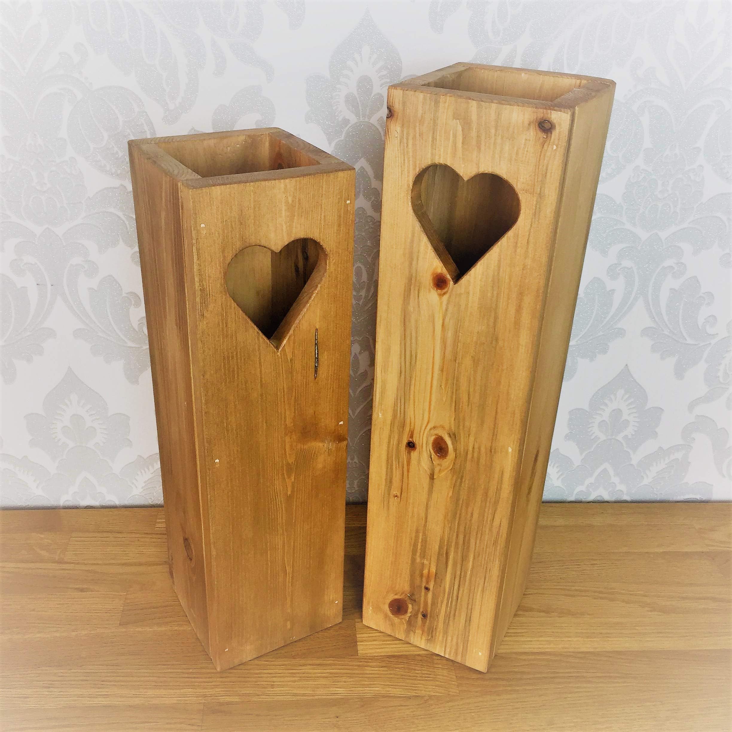 Handmade Wood Vase, Dried Flowers and Plants, Heart Shaped (customizable)
