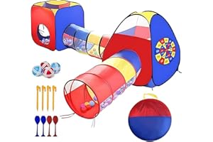 4 in 1 Pop Up Play Tent with Tunnel, Kids Playhouse, Ball Pit for Kids, Boys, Girls, Babies and Toddlers as Gift, Easy Foldin