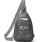 Leresas Sling Bag for Women Crossbody Bags Sling Purse Cross Body Backpack Vegan Leather Over Shoulder Bag Travel Dark Grey